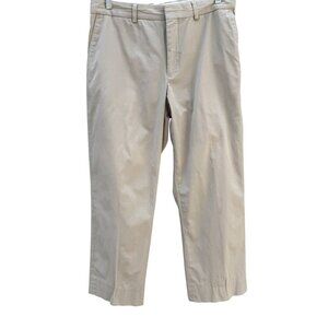 Express Producer Mens Beige White Pinstripe Flat-Front Dress Casual Pant 32x26.5